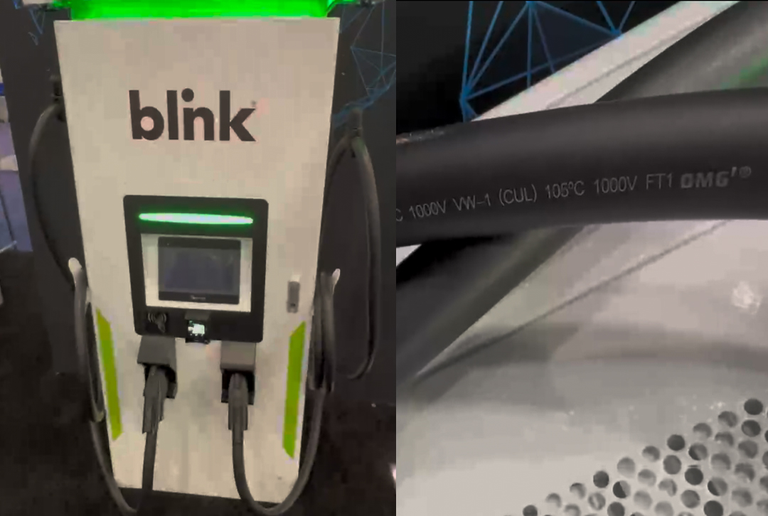 blink charging station using OMG electric car cable